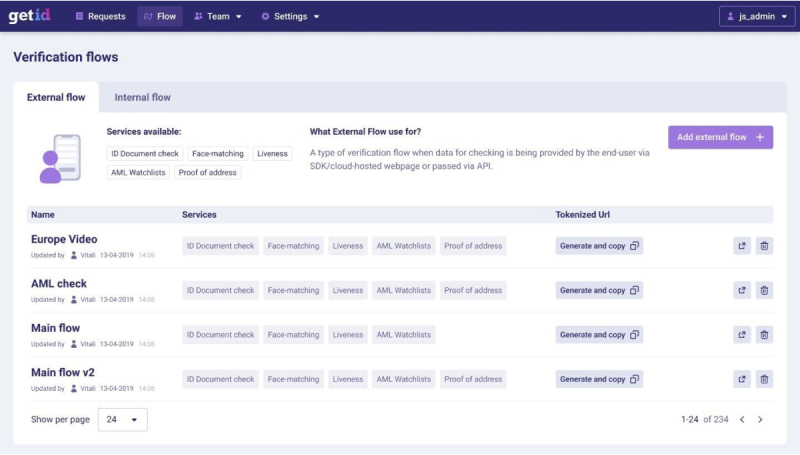 GetID KYC flow builder verification flows