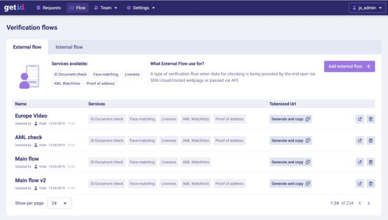 GetID Verification flows